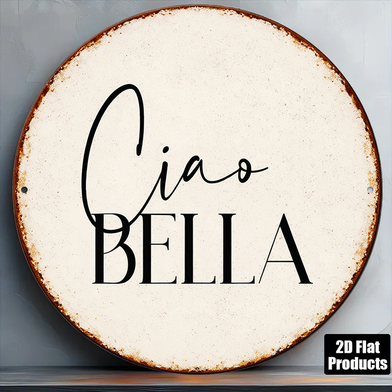 TEMU 2D Flat - 1pz 8 X 8In/20 X 20Cm Targa 2D Flat, Placca Vintage su " Bella", "Italian Greeting Beauty" Targa Decorativa, Adatta per Decorazione di