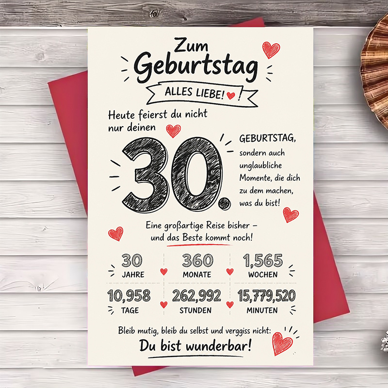 Image of 1 Greeting Card + 1 Envelope 30th Birthday Greeting Card For Men And Women Funny Milestone Anniversary Gift For Friend Partner Or Colleague Flat Paper Card For Birthday Party