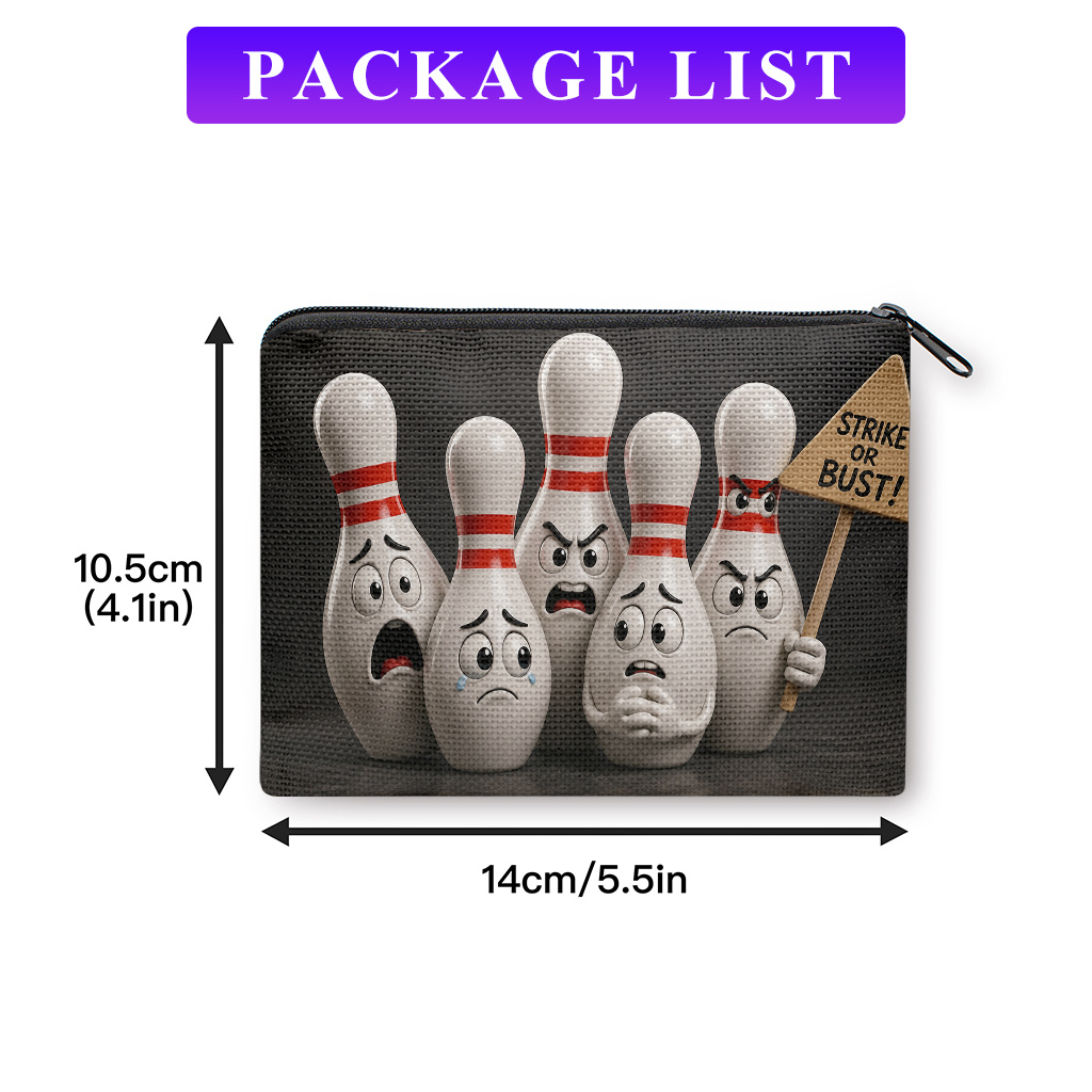 TEMU Porte-monnaie, Quilles de bowling animées - Matériau Double, Rangement de pièces compact et portable adapté aux clés, un organisateur pratique