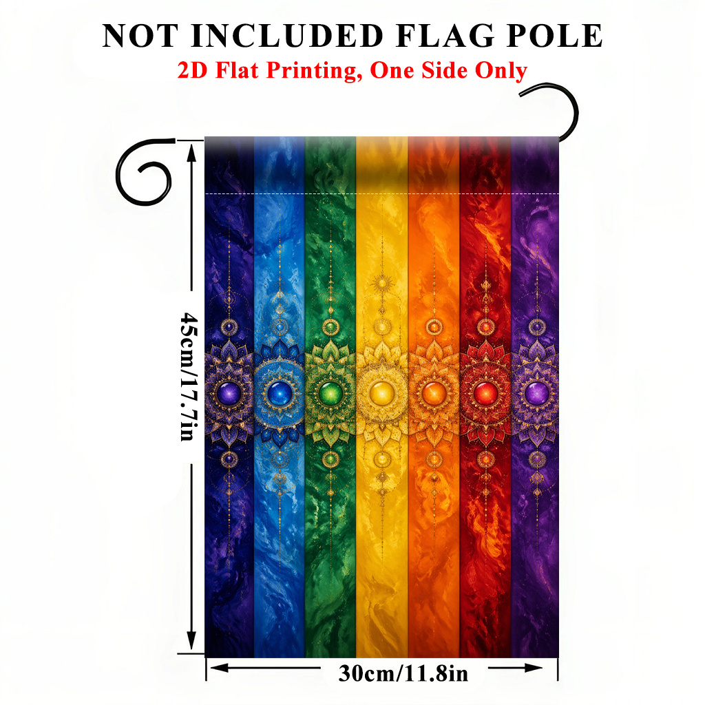 TEMU 2d Flat, 2d Flat Printing Garden Flag 1pc, Colorful Energy Flag - Single-sided Print, Durable Polyester Outdoor Decor For Home & Yard, Holiday