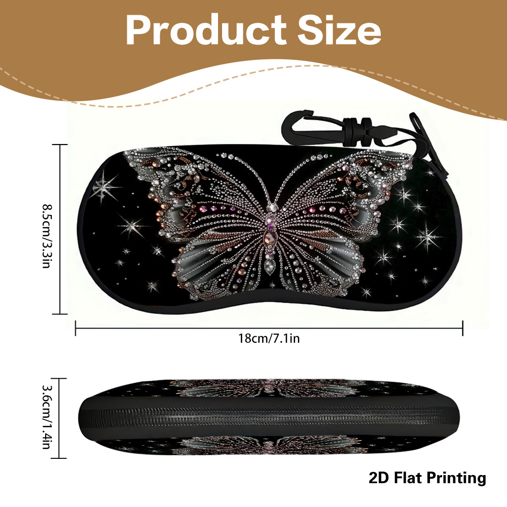 TEMU 2d Flat - 1pc 2d Flat Printing Sparkling Design Pattern Glasses Case, Fits All Types And Sizes Of Glasses, Suitable For Men And Women