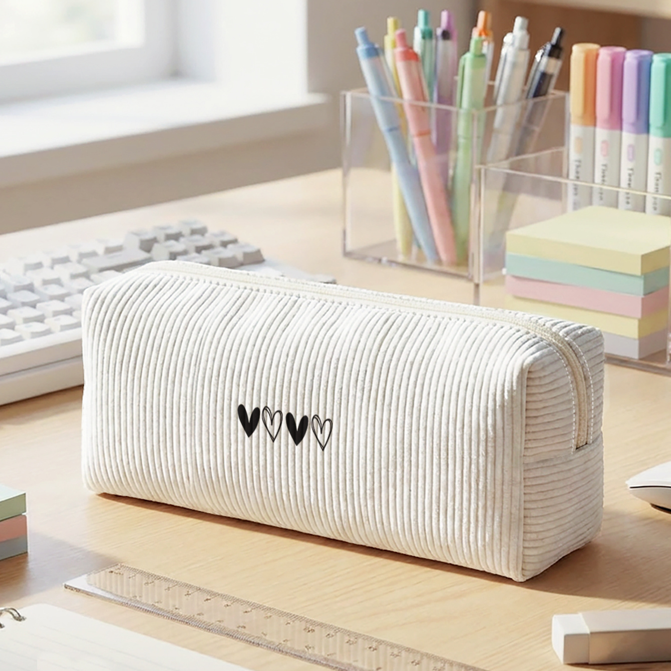 TEMU Trousse à crayons 1 pièce en velours pour et , étui à fermeture éclair en velours avec fermeture lisse, tube en velours pour fournitures