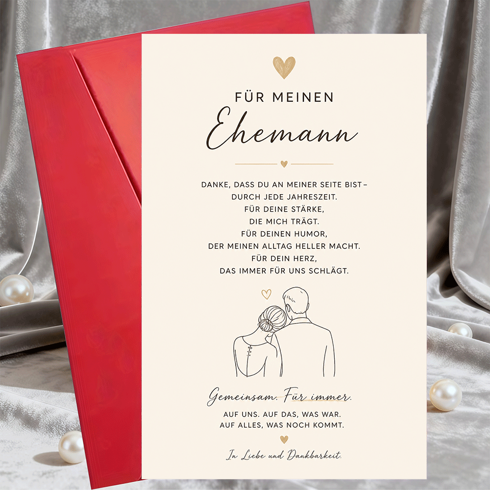 Image of 1 Greeting Card + 1 Enveloperomantic Husband Thank You Card For Anniversary Birthday Valentine Gift From Wife Card For And Partner Greeting Card