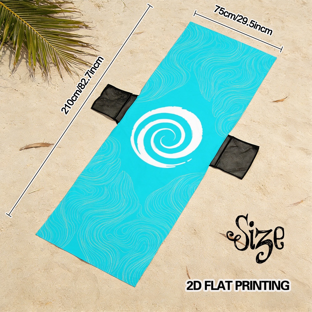 TEMU 2d Flat - 2d Flat - 2d Flat, 1pc Turquoise Print Beach Chair Cover, Featuring Breathable Mesh Pockets, Foldable Backpack Structure, Lightweight