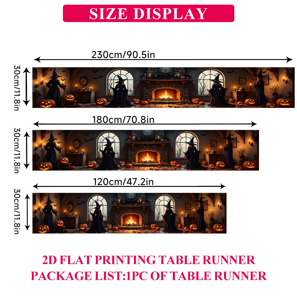TEMU 2d Flat Printing Table Runner 1pc, Halloween And Pumpkins Polyester Runner, Minimalist Modern Table Runner, Tabletop Dress Scarf For Home Decor