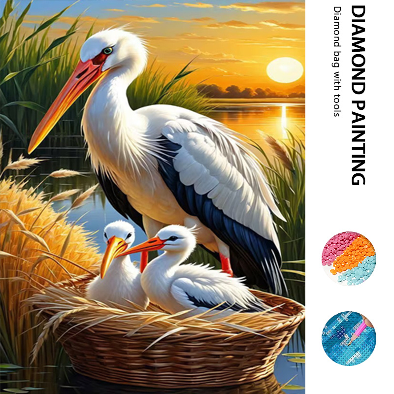 TEMU A Set Of White Pattern 5d Diy Diamond Painting Kit, Large-sized Adult Diy 5d Diamond Painting Set, Suitable For Beginners' Round Diamond Mosaic