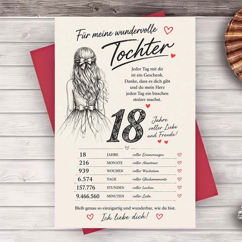 TEMU 1 Greeting Card + 1 Envelope 18th Birthday Greeting Card For Daughter Elegant Flat Paper Card For Milestone Celebration And Gift For Young Women