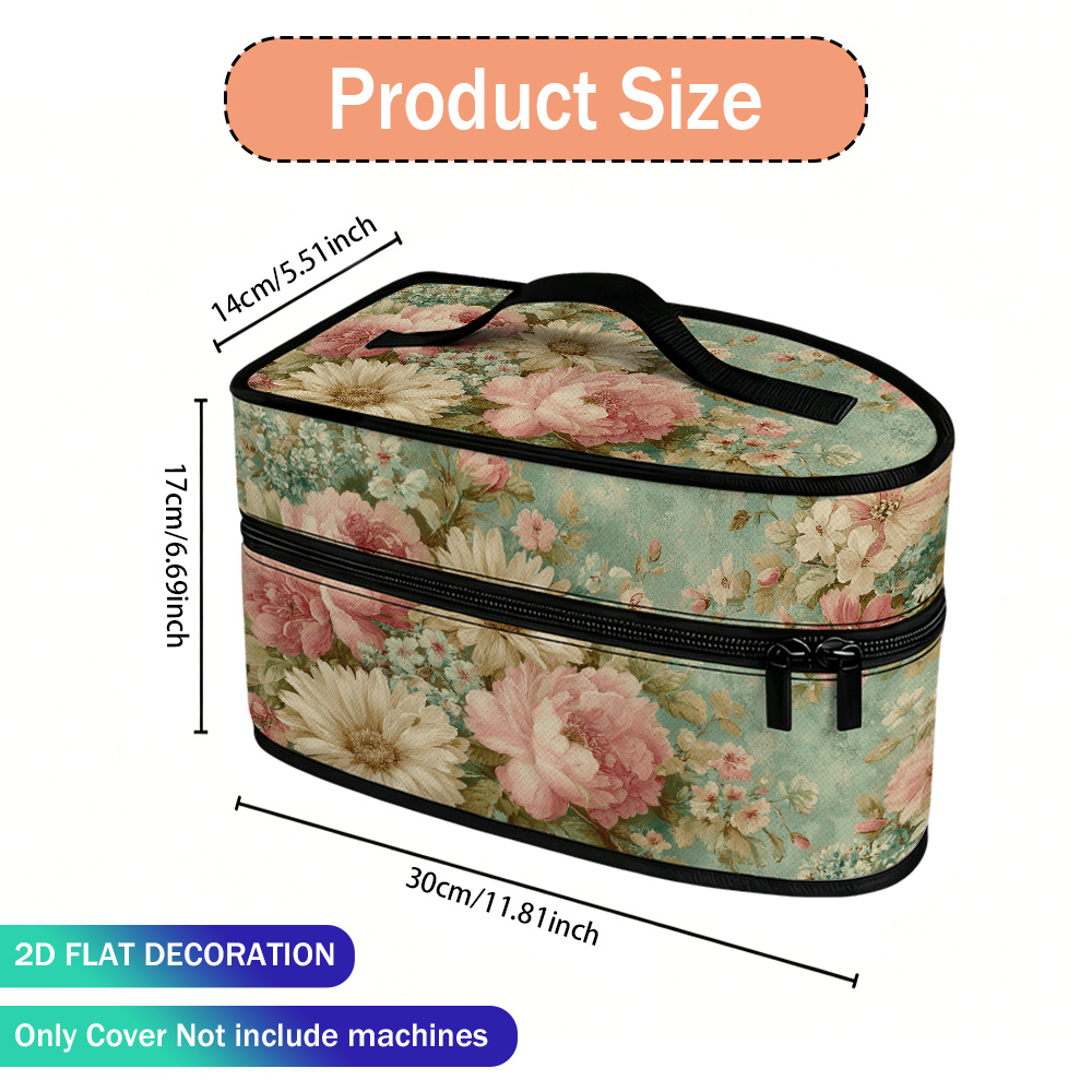 TEMU 1pc 1pcs Vintage Floral Ironing Bag Suitable For Home & Travel, Large Capacity Ironing Pouch With Double Zippers & Top Handle, Durable Storage