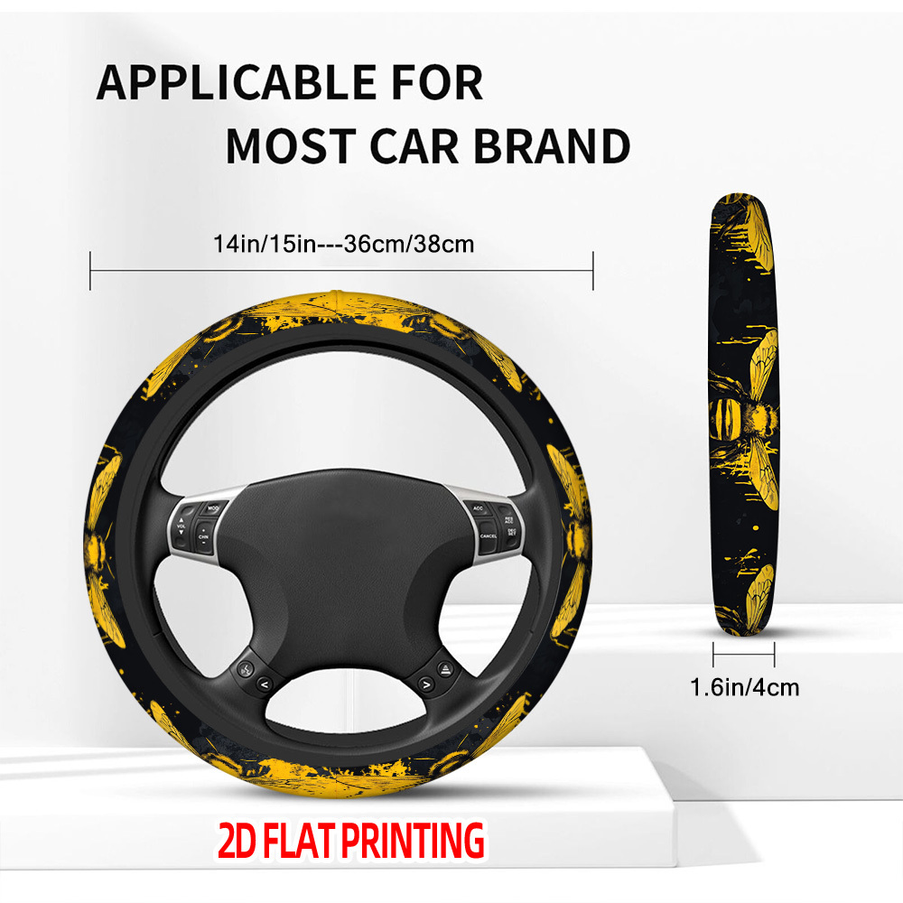 TEMU 1pc Splash Art Steering Wheel Cover – Textured Surface Grip, Fits Standard Car Steering Wheels