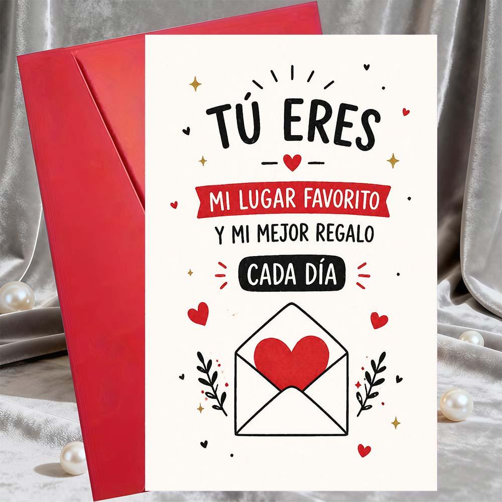 TEMU 1 Tarjeta de Felicitación y 1 Sobrecarta Tarjeta de Amor en Español para Novia Aniversario San Valentín Regalo de Tarjeta de Felicitación para y