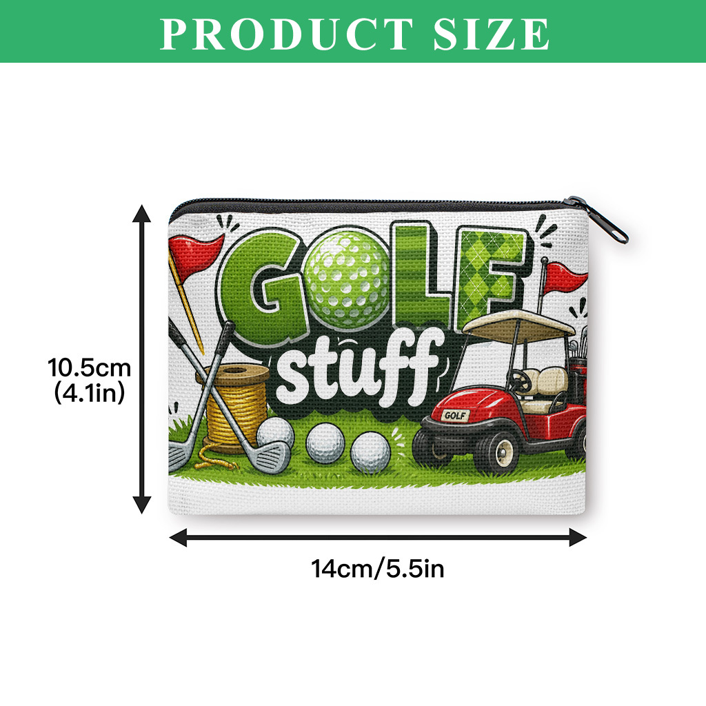 TEMU Golf-themed Coin Purse Suitable For , Compact Zipper Wallet With Card Holder & Coin Storage Bag, Lightweight Portable Key/earphone Holder,