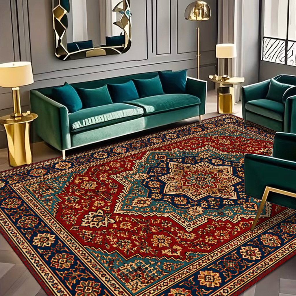 red blue area rug sold on Temu United States