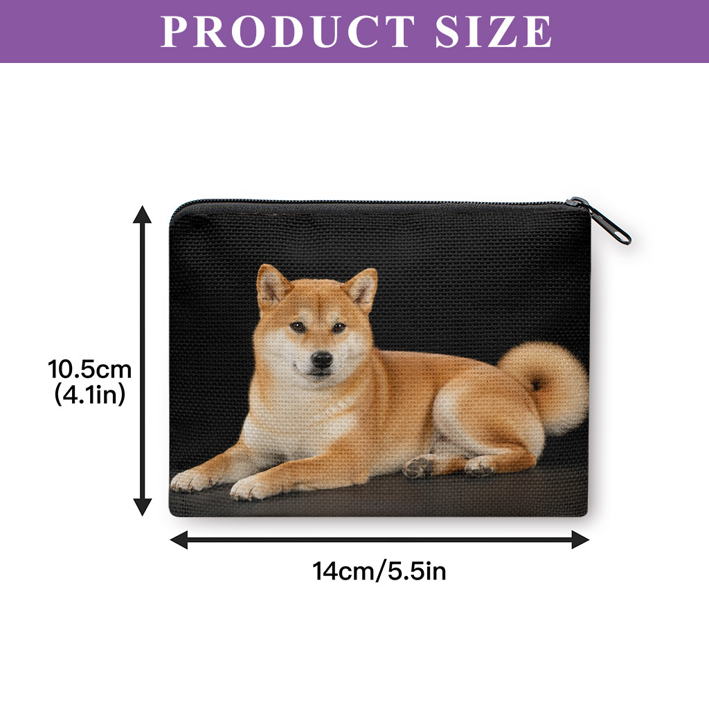 TEMU 【商品名】コインパース、柴犬の犬の肖像コインパース、開閉、小型ポータブルヤホンコイン収納バッグ、便利なカードホルダー、軽量、女性と男性へのホリデーギフト