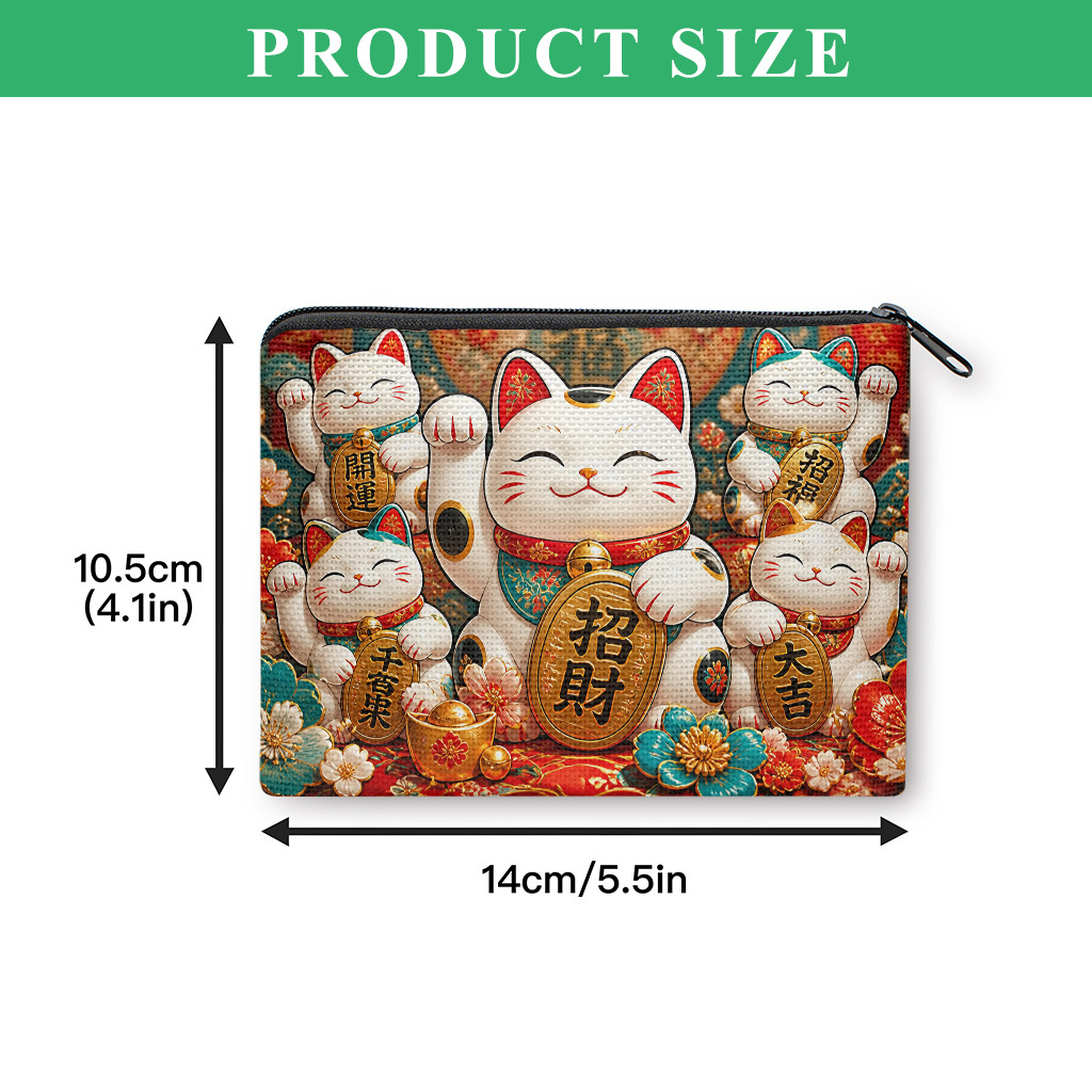 TEMU 【商品名】コインパース、猫のシンボルで幸運を招くコインパース、小型ポータブルヤホンコイン収納バッグ、開閉、便利なカードホルダー、軽量、女性と男性へのギフト