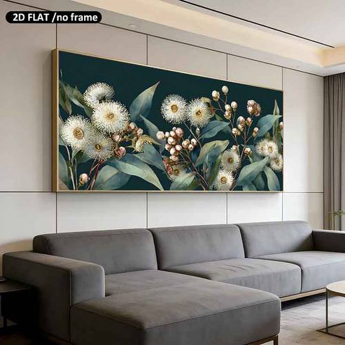 item picture 2d flat 2d posters prints 1pc large size 39 4 79 inches 100cm 200cm unframed modern abstract canvas wall art suitable for living room eucalyptus flower branch pattern home decor canvas fashion mural poster decorative gift for friends