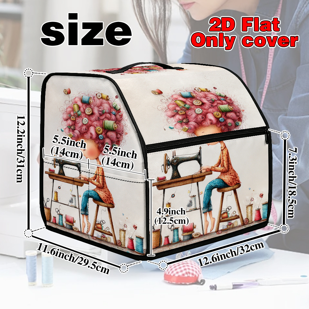 TEMU 1pc Serger Cover With Storage Bag, Sewing With (1) Pattern Vintage Sewing Machine Cover, With Zippered Pocket & Easy To Clean Sewing Supplies