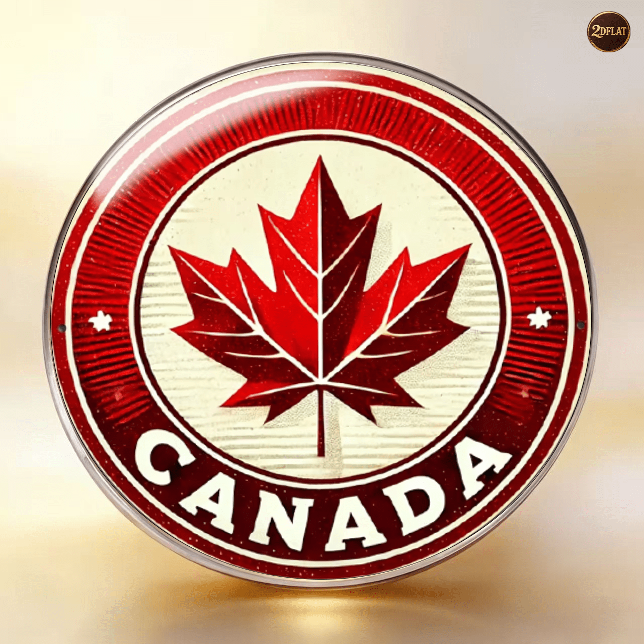 TEMU Broche en acier inoxydable sur le thème du Canada en plan 2D, broche ronde avec impression de érable rouge, décoration à , épingle de revers