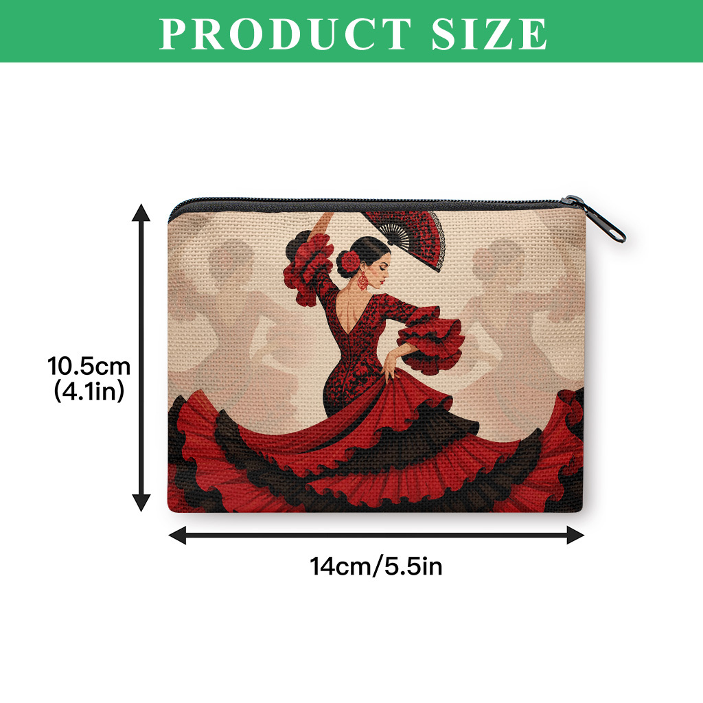 TEMU de Disfraz de Flamenco, Bolsa Pequeña Portátil para Guardar Monedas de Llaves y Auriculares, Cierre de Cremallera, Tarjetero Práctico, , Regalo