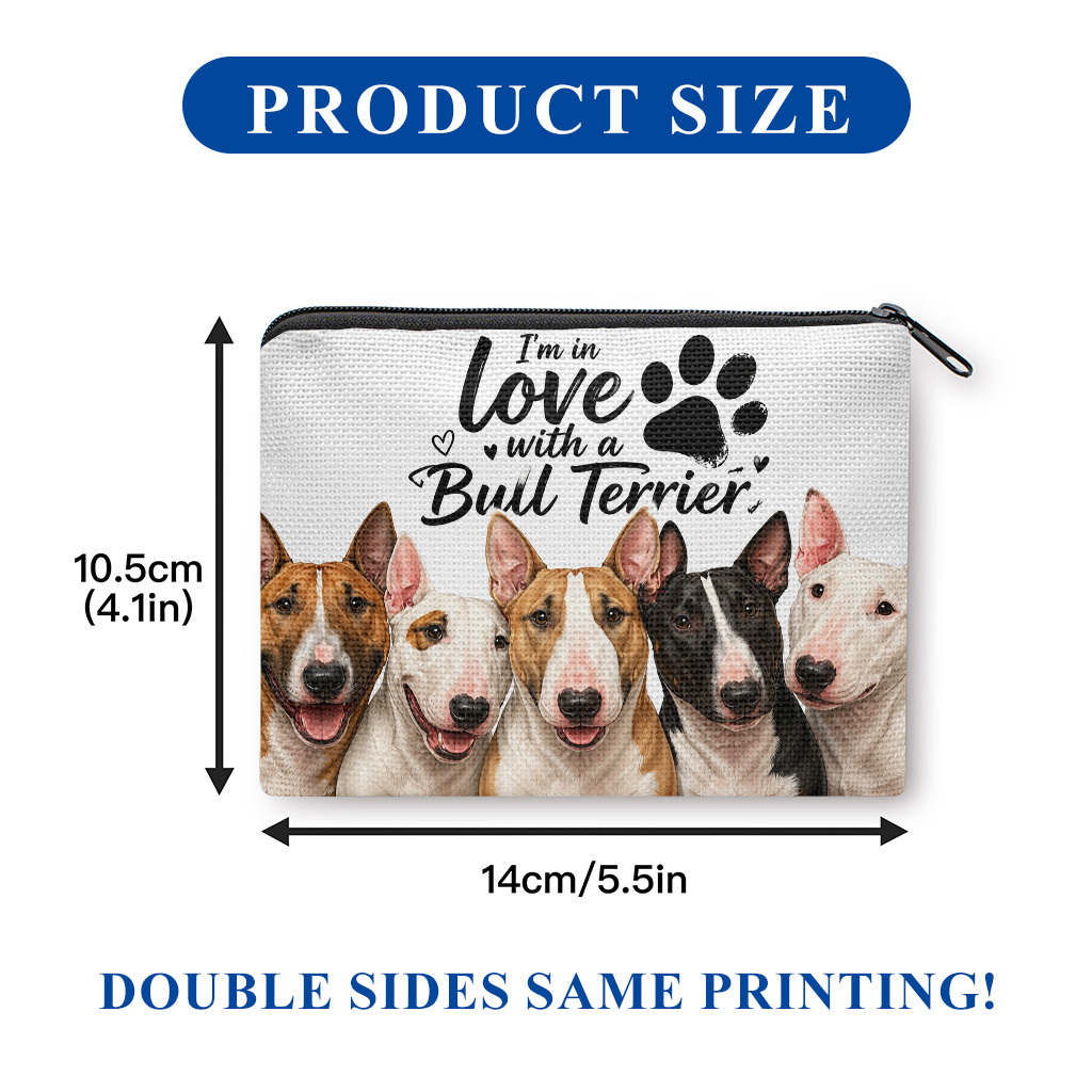 TEMU Coin Purse 1pc, Love For Bull Double-sided Printed Coin Purse, Key And Change Storage Bag, Portable Zipper Pouch, Clutch Bag, Versatile Makeup