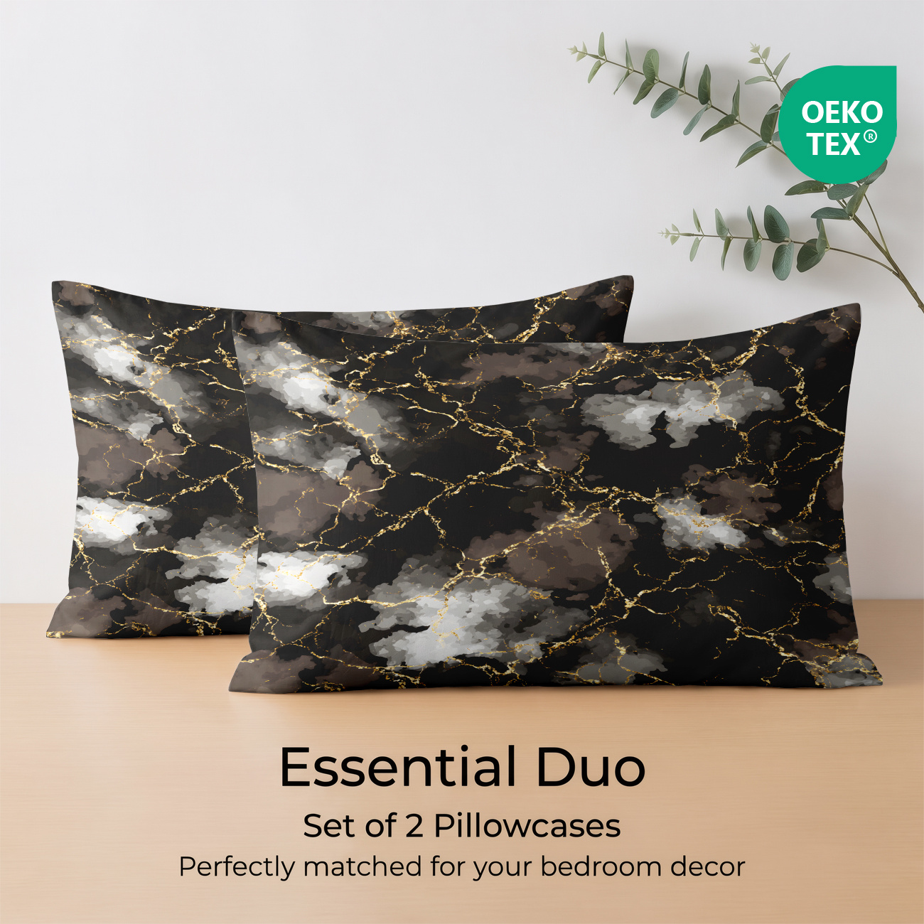 TEMU Set Of 2 Pillowcases, -tex, With Luxurious Black And - Inspired Pattern, Ideal For A Sophisticated Bedroom Makeover And As An Elegant House -