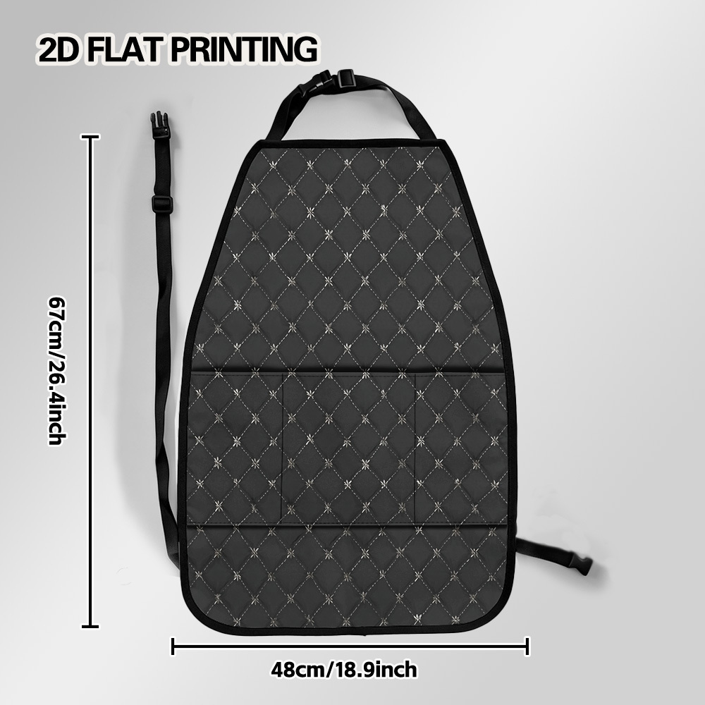 TEMU 2d Flat Printing, 2pcs Elegant Black Diamond Car Back Seat Organizer Print, Stylish And Functional, Foldable, Ideal For Suv, Small Sedan,