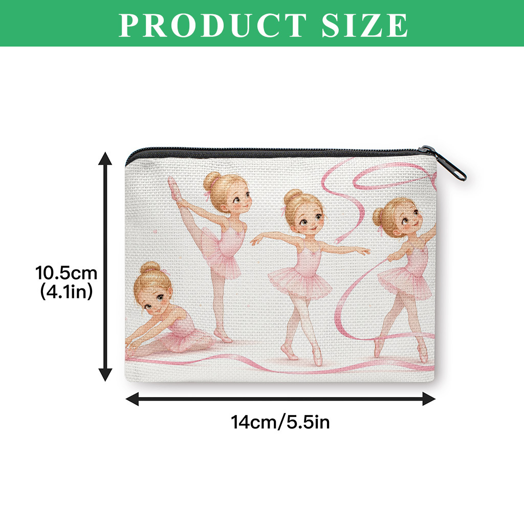 TEMU Ballet-themed Coin Purse Suitable For , Elegant Ballerina Zipper Wallet With Card Holder & Coin Storage Bag, Lightweight Portable Key/earphone