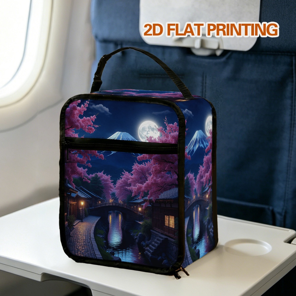 item picture 2d flat printing 1pc thermal lunch bag featuring cherry   night scene design intended for insulation purposes and is   for use at home in restaurants or at the office this unisex bag is portable reusable non food contact