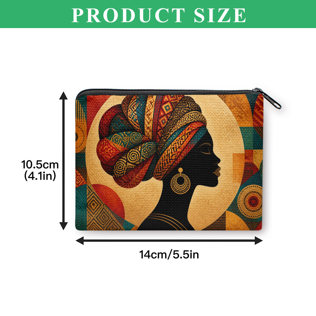 TEMU Portamonete e porta carte portafoglio con donna africana - Chiusura a cerniera portatile adatta per , borsa porta chiavi auricolari e monete con