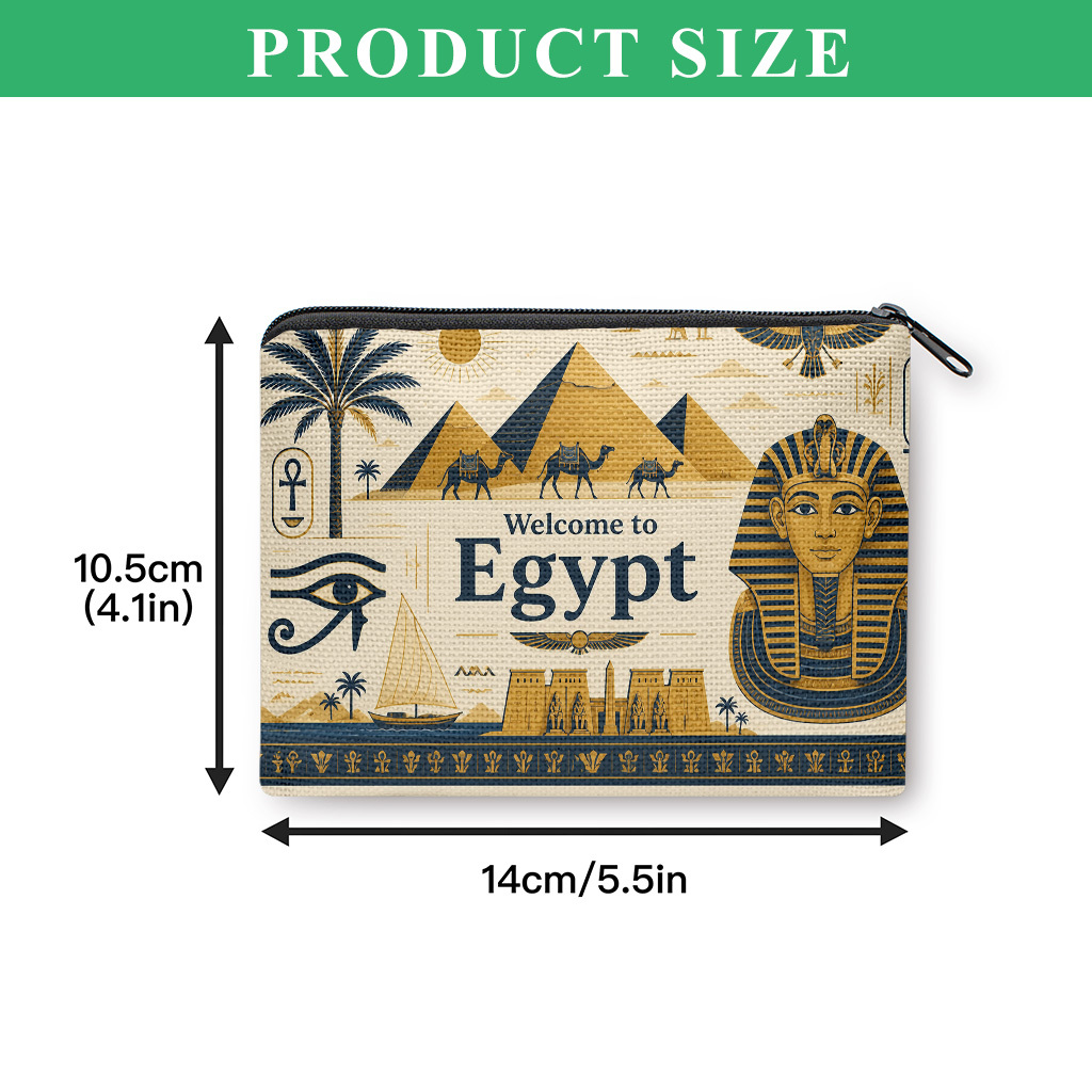 TEMU Coin Purse, Egyptian And Scenery Coin Purse, Small Portable Key Earphone Storage Bag, Zipper Closure, Handy Card Holder, Lightweight, Gift For