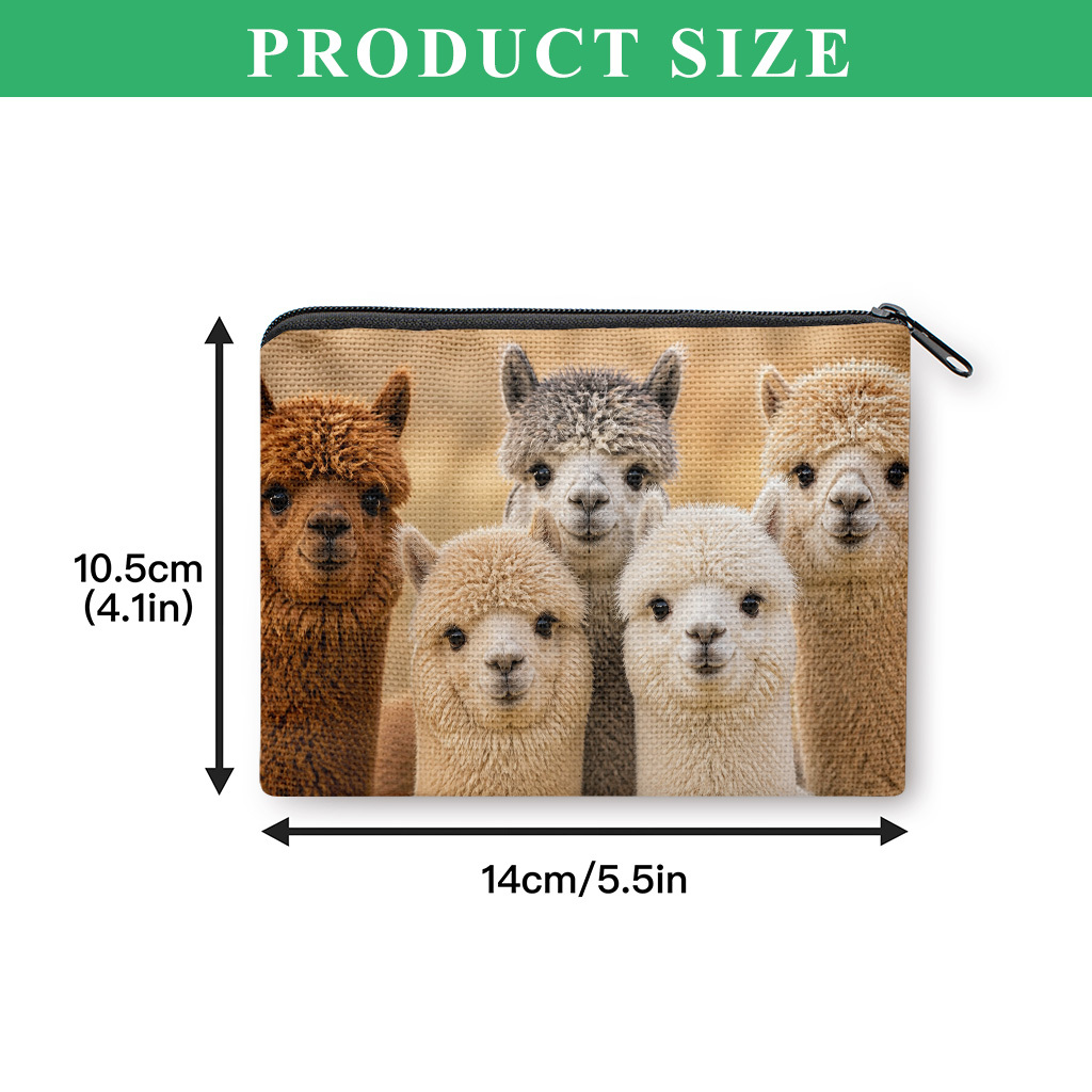 TEMU Portamonete, Simpatici Portamonete a Forma di Alpaca, Piccolo Borsello Portatile per Chiavi Auricolari e Monete, Chiusura con Cerniera, Porta