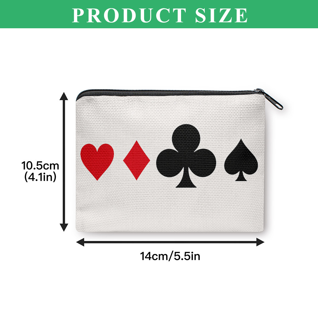 TEMU Coin Purse 1pc, Playing Card Suit Symbols Coin Purse, Small Portable Key Earphone Storage Bag, Zipper Closure, Handy Card Holder, Lightweight,