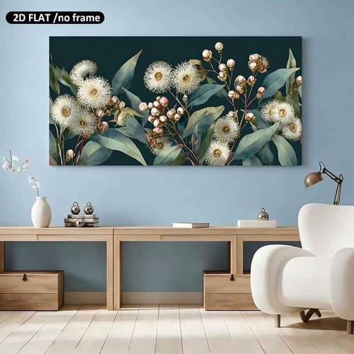 2d flat 2d posters prints 1pc large size 39 4 79 inches 100cm 200cm unframed modern abstract canvas wall art suitable for living room eucalyptus flower branch pattern home decor canvas fashion mural poster decorative gift for friends