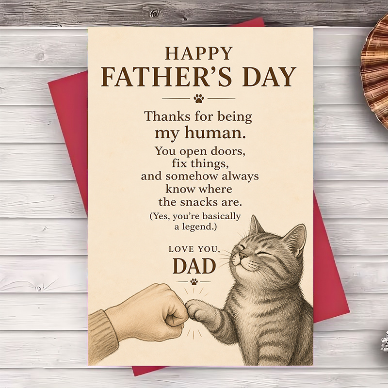 TEMU 1 Envelope And 1 Greeting Card Happy Fathers Day Greeting Card Funny Cat Design Card For Dad From Pet Lovers For Birthday Anniversary Or Holiday