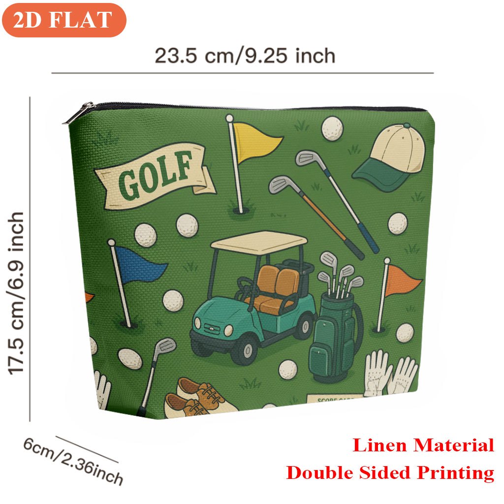 TEMU 1 sac à cosmétiques imprimé double face, pochette zippée en lin, grand sac de rangement pliable et portable pour équipement de golf, adapté aux