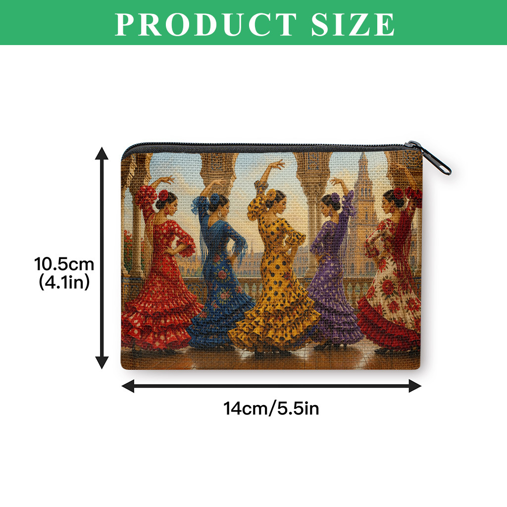 TEMU de Bailarines Españoles, Bolsa Pequeña Portátil para Guardar Monedas de Llaves y Auriculares, Cierre de Cremallera, Práctico Tarjetero, , Regalo