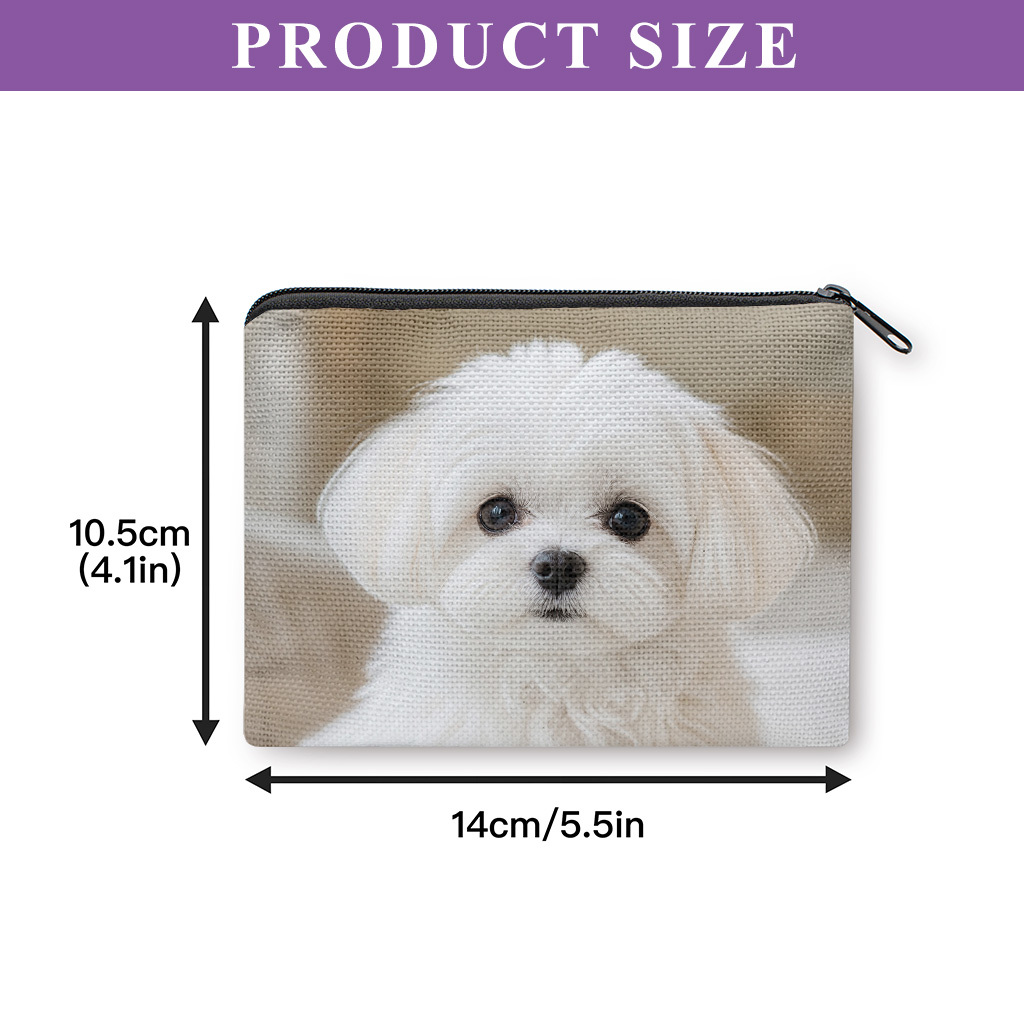 TEMU 【商品名】コインパース、かわいい白いふわふわ犬のコインパース、開閉、小型ポータブルヤホンコイン収納バッグ、便利なカードホルダー、軽量、女性と男性へのホリデーギフト