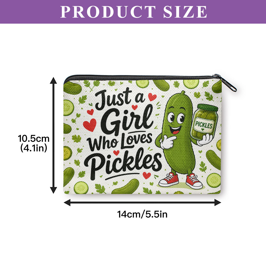 TEMU Pickles Character Coin Purse Suitable For , Zipper Closure Portable Pickle-themed Wallet With Card Holder, Compact For Keys/earphones/ Storage,