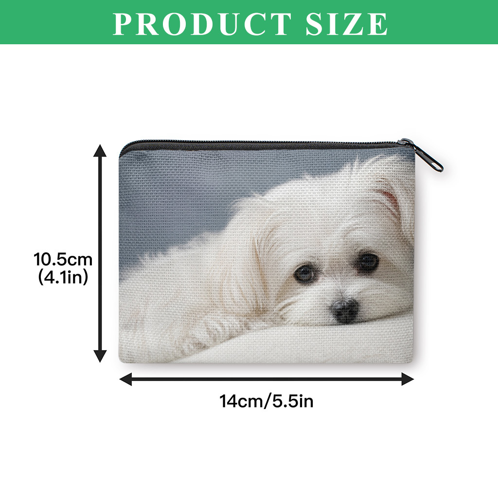 TEMU Coin Purse 1pc, Cute Puppy Resting Coin Purse, Small Portable Key Earphone Storage Bag, Zipper Closure, Handy Card Holder, Lightweight, Gift For