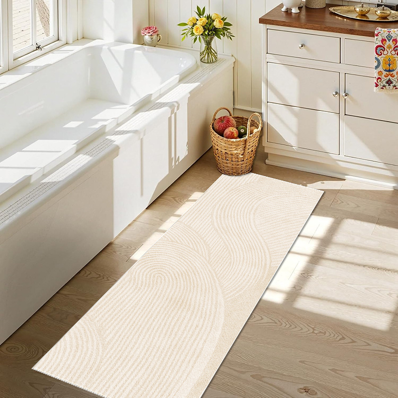 TEMU 1pc Abstract Geometric Line Bohemian Style Long Runner Rug, Soft 2d Flat Printing, Indoor Outdoor Room Bedroom Bedside Kitchen Bathroom , Nordic