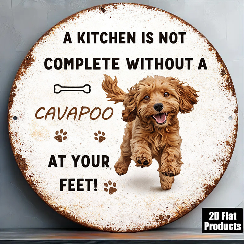 TEMU 2d Flat, 1pc -themed Vintage Round Wall Sign - Retro Dog Plaque Suitable For Living Room, Porch, Office Decor - Minimalist Decorations Gift For