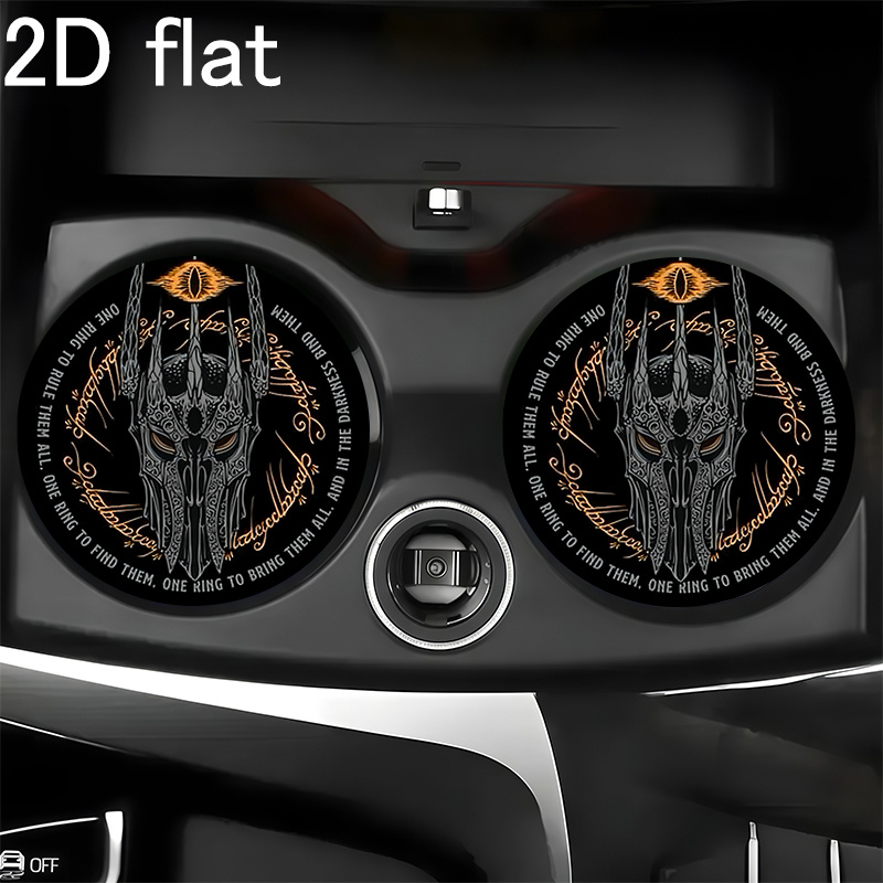 TEMU Sottobicchieri per auto 2D 2 pezzi Sauron , motivo elmo One Ring, sottobicchieri universali per auto, decorazione per interni auto, adatti alla