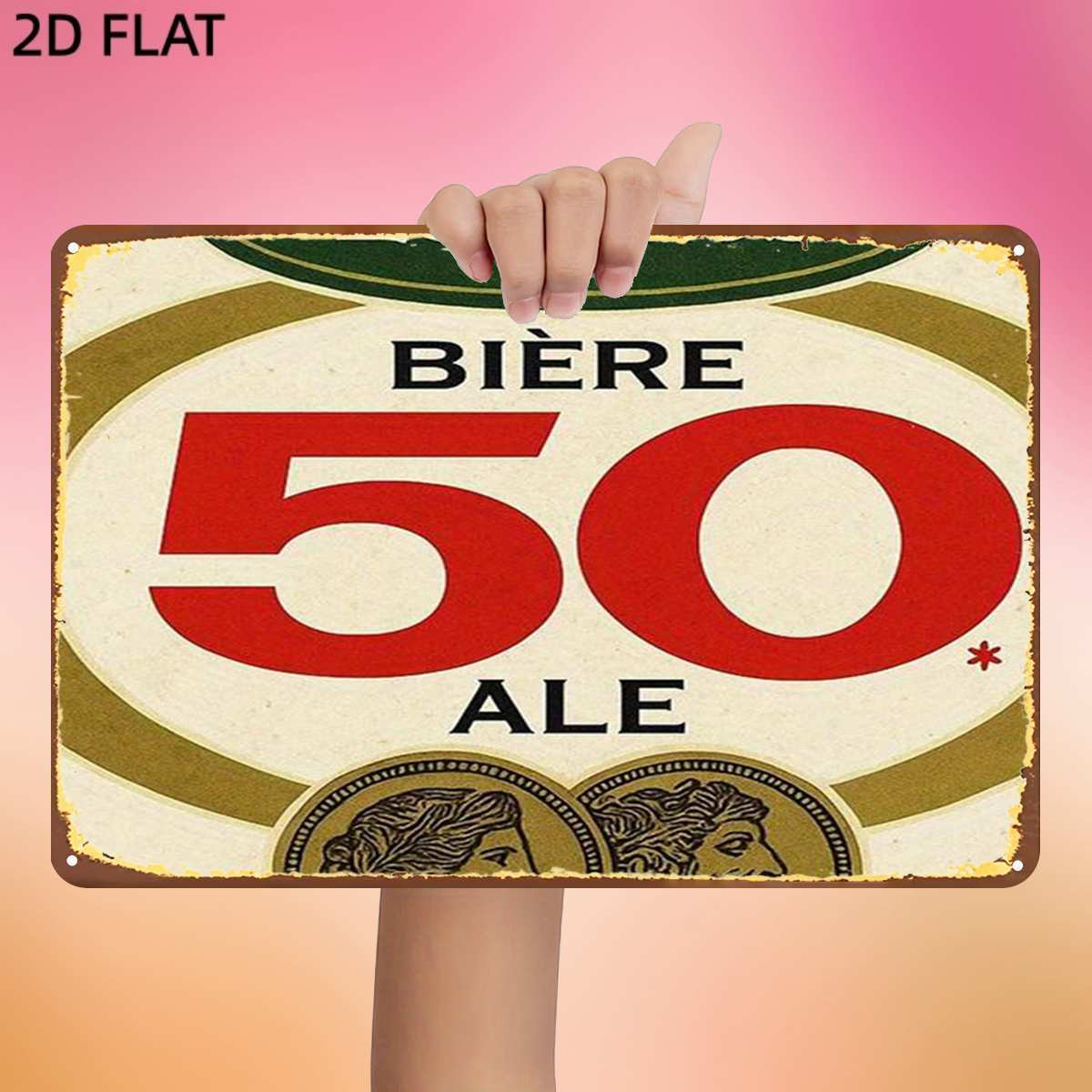 TEMU 2d Flat, 1pc, Vintage "50 Ale Beer: Brew With Flavor" Metal Iron Sign, Pre-drilled Holes, Kitchen, And Office Wall Decoration, Home Decor Metal