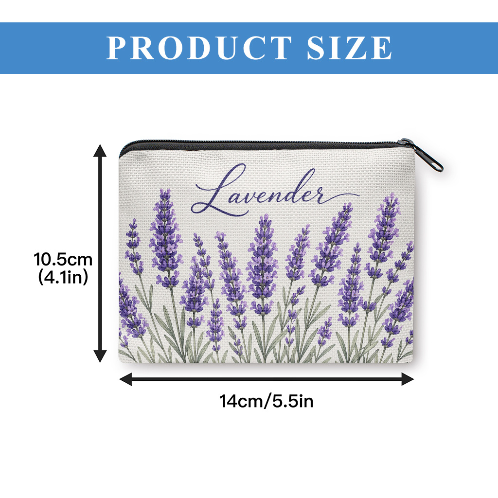TEMU Coin Purse, Lavender Flowers Drawing Double-sided Printed Coin Purse, A Small Portable Zipper Bag For Coin, Key, Card And Earphones, Portable