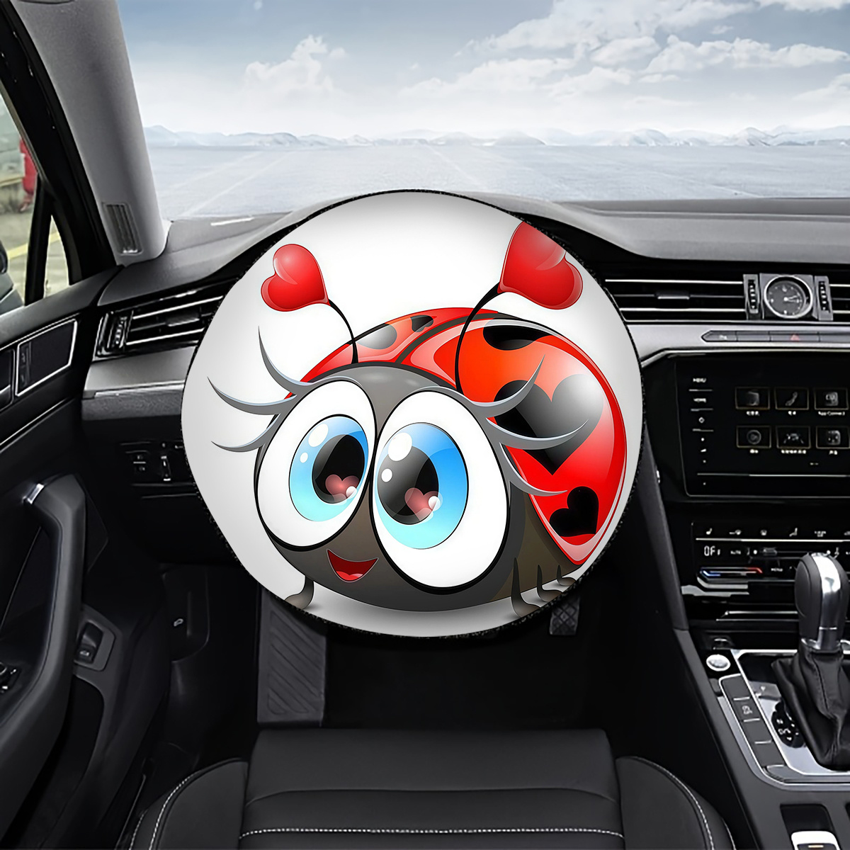 TEMU 1 parasole per volante a forma di , stile , design elegante, protezione solare e isolamento termico, mantiene fresca, accessorio per l'auto per
