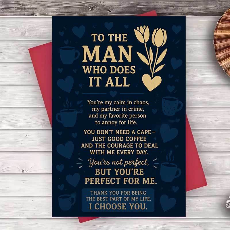 TEMU 1 Envelope And 1 Greeting Card Romantic Greeting Card For Husband Or Boyfriend Anniversary Birthday Valentine Day Appreciation Gift For Him Flat