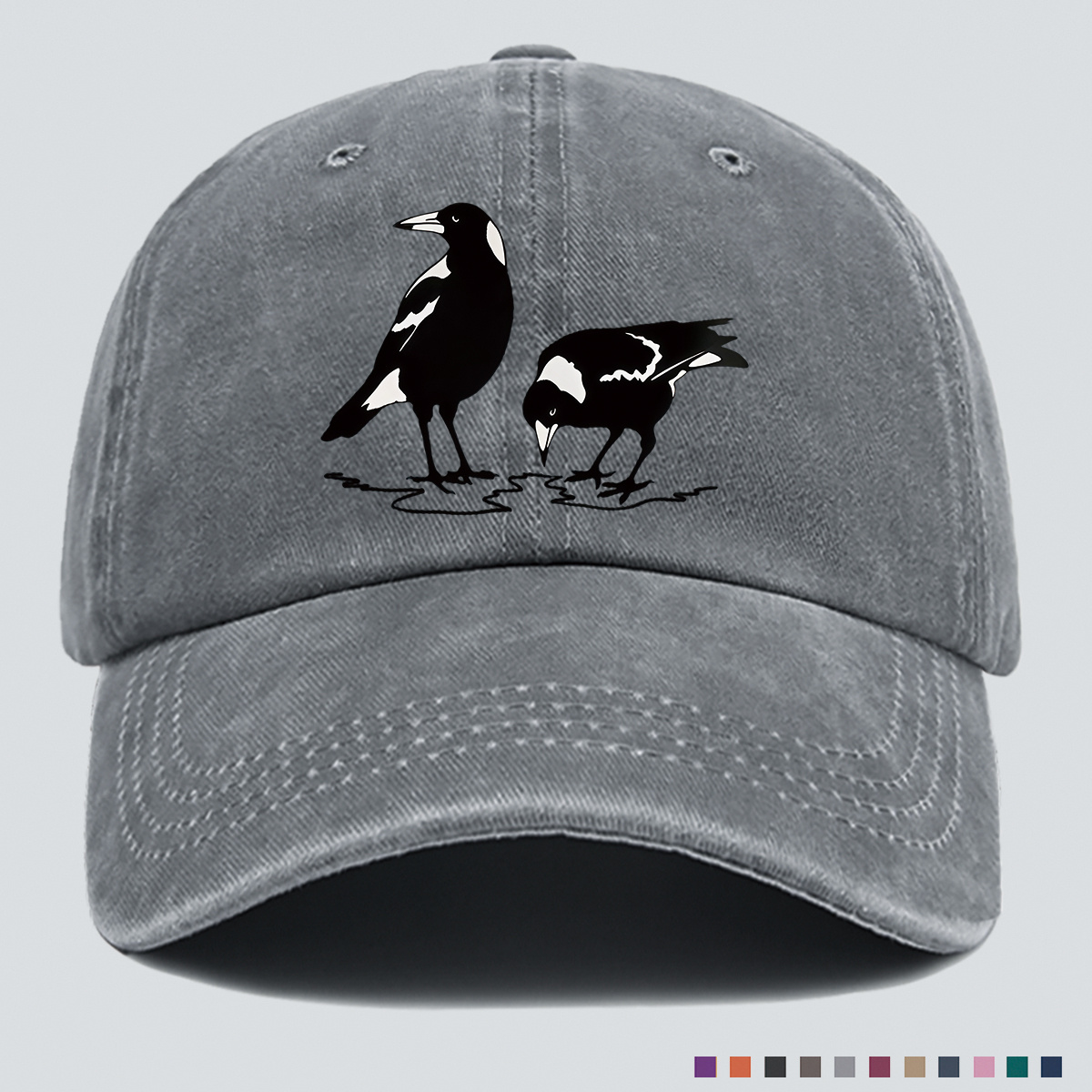 TEMU 1pc Black And White Magpie Print Baseball , Baseball , Casual Wear Headwear, Trendy Individual Unisex Casual Hat, Face-shaping, Adjustable Size,