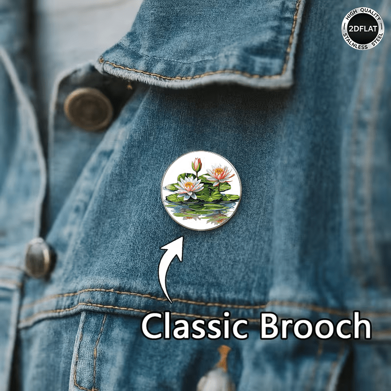 Fashionable Water Lily Pattern Stainless Steel Brooch
