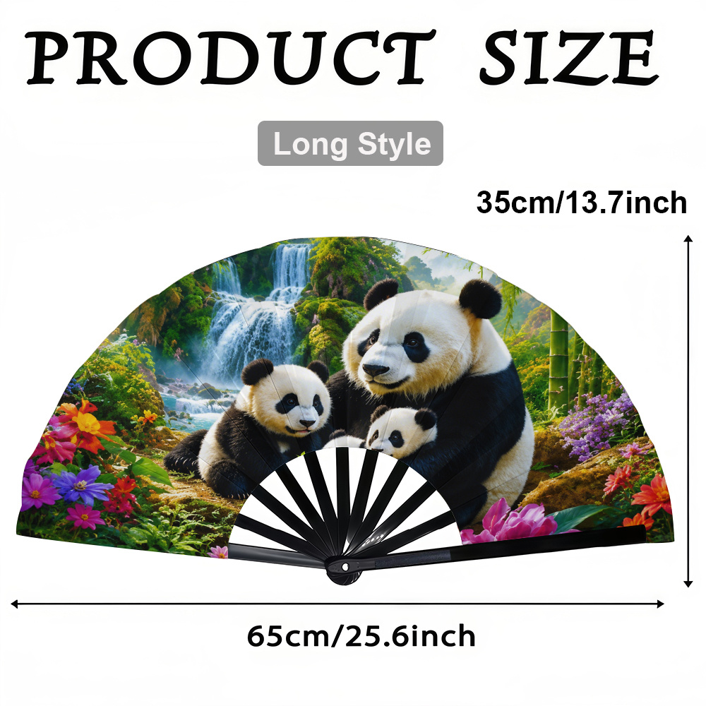 TEMU 1pc Éventail Pliant pour Femmes, Éventail à Main avec Impression de Paysage Panda, Éventail Pliant Tendance, Couverture Tendance pour et