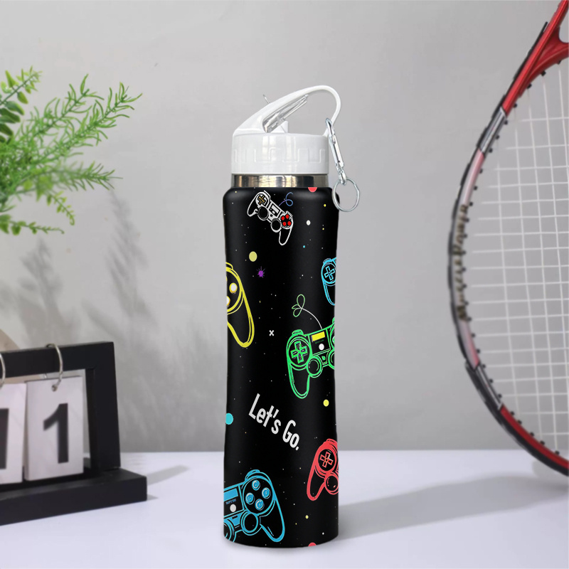 TEMU 1pc 26oz Stainless Steel Tumbler, Reusable Coffee Cup With Neon Game Controllers Theme Design, Ideal For Gaming Parties, Birthday Celebrations,