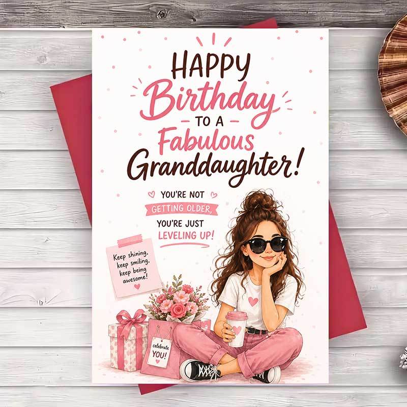 TEMU 1 Envelope And 1 Greeting Card Happy Birthday Greeting Card For Granddaughter Wishes For Flat Paper Card For And Gift